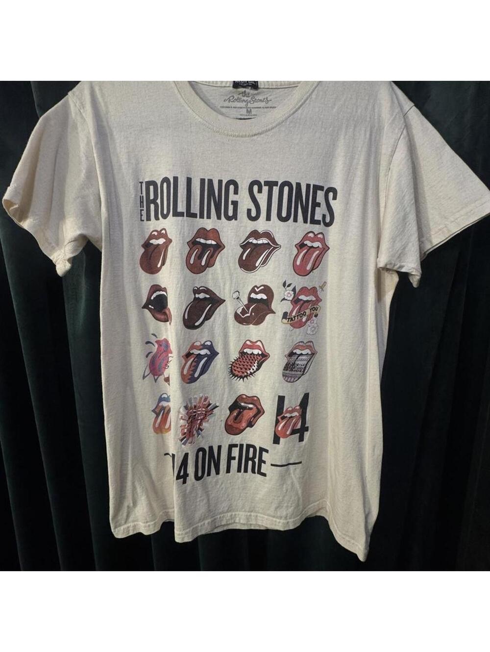 The Rolling Stones Women's Cream and White Tshirt